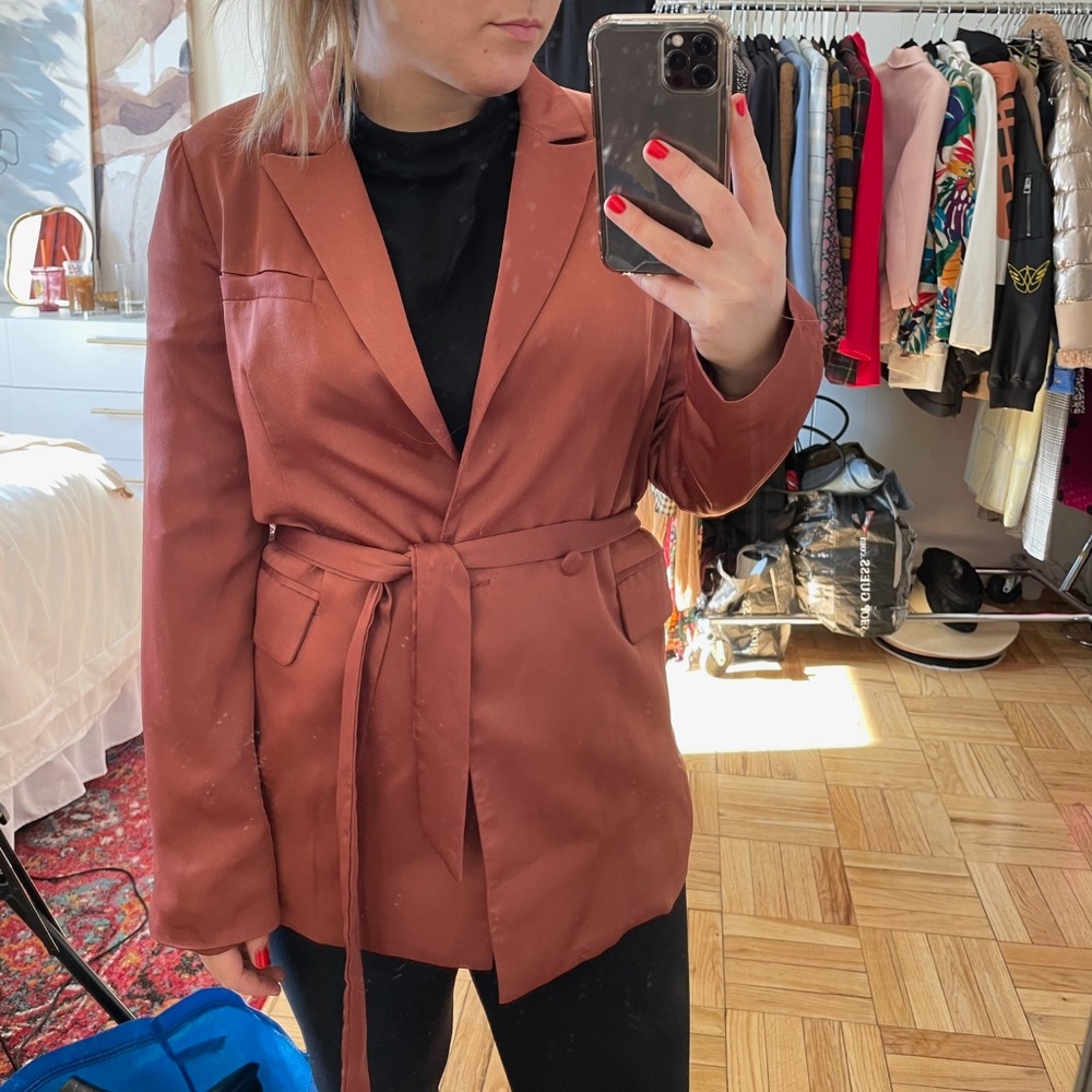 Pink Blazer with Tie Waist